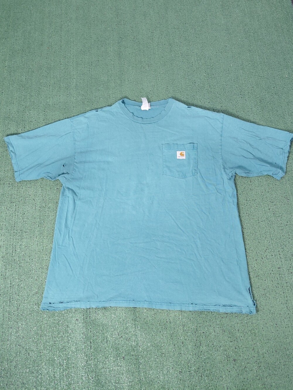 Vintage 2000 Carhatt Faded Teal Pocket Workwear Y2K T Shirt Sz XXL